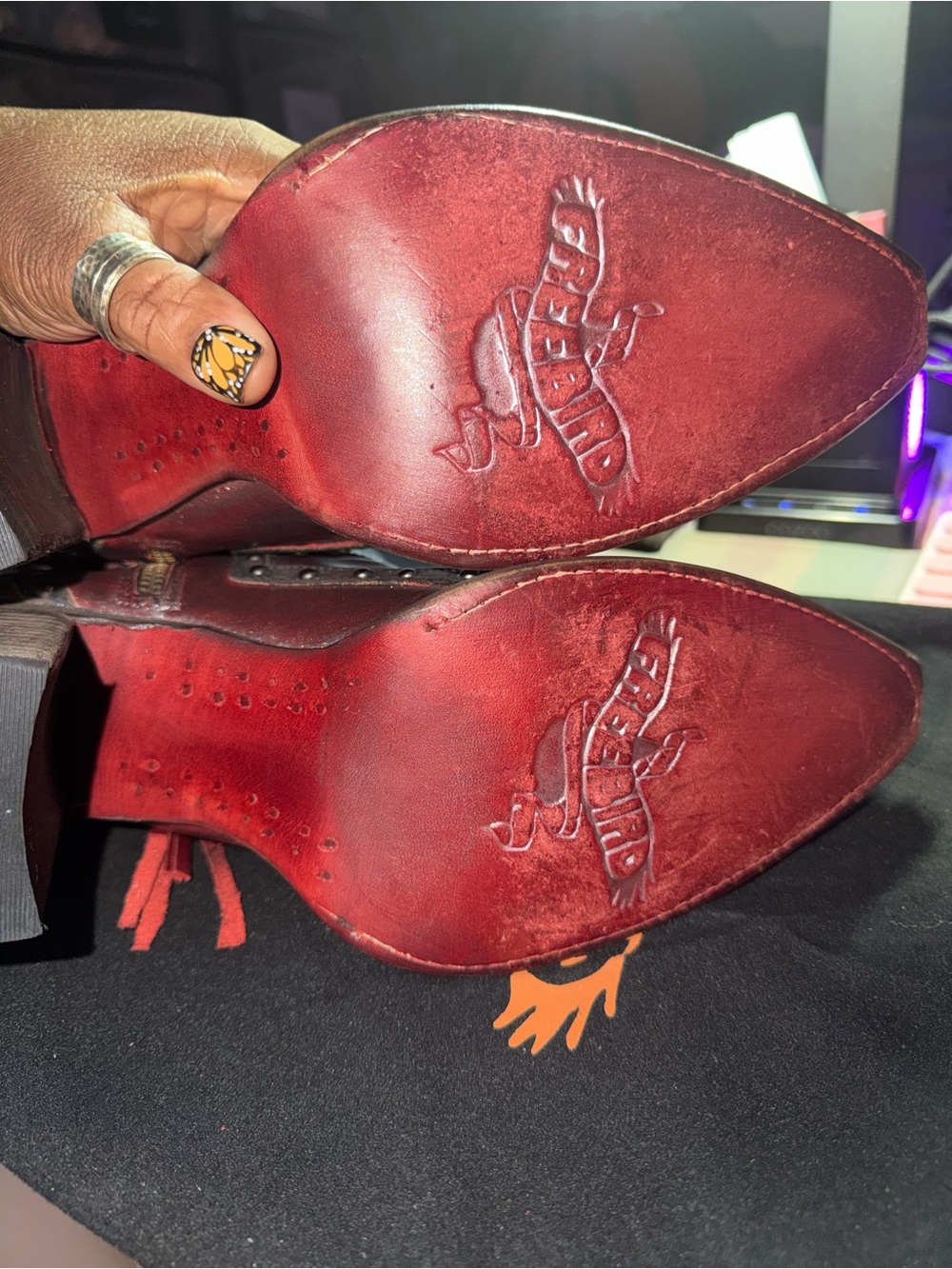 Freebird by Steven Red and Brown Leather Ankle Boots - Picture 10 of 16